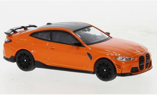 Modelauto Bmw M4 coupe (G82) M-Performance oranje 1/64 Mini GT
