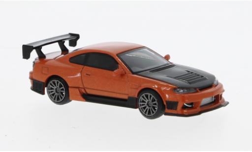 Modelauto Nissan Silvia S15 () D-MAX metallic oranje RHD 1/64 Mini GT