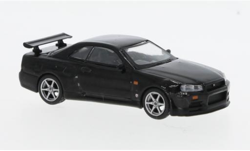 Modelauto Nissan Skyline R34 GT-R () V-Spec metallic zwart 1/64 Mini GT
