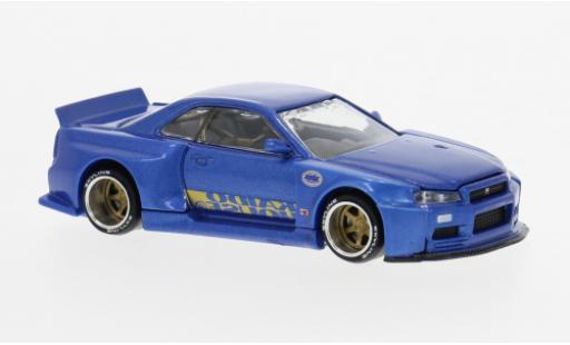 Modelauto Nissan Skyline R34 GT-R () blauw 1999 1/64 Mini GT