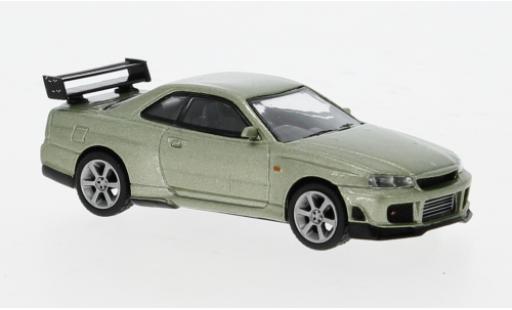 Modelauto Nissan Skyline R34 GT-R () Tommykaira R-z groen 1/64 Mini GT
