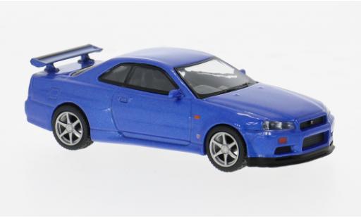 Modelauto Nissan Skyline R34 GT-R () V-Spec blauw 1/64 Mini GT