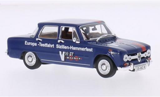 Modelauto Alfa Romeo Giulia Berlina blauw/Dekor 1970 Europe-Testfahrt Sizilien-Hammerfest 1/43 Minichamps