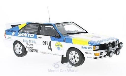 Modelauto Audi Quattro rallye No.4 Sport Zweden Rally Zweden 1982 S.Blomqvist/B.Cederberg 1/18 Minichamps