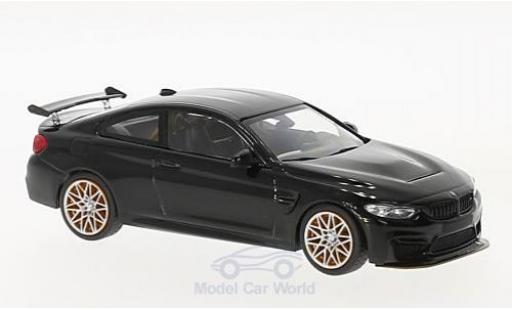 Modelauto Bmw M4 GTS (F82) metallic zwart 2016 met oranjen Felgen 1/43 Minichamps