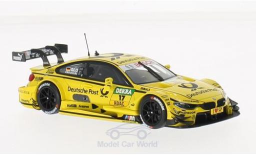 Modelauto Bmw M4 dtm (F82) No.17 Team MTEK Deutsche Post 2014 T.Glock 1/43 Minichamps