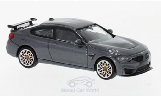 Modelauto Bmw M4 GTS metallic grijs 2016 met oranjen Felgen 1/87 Minichamps