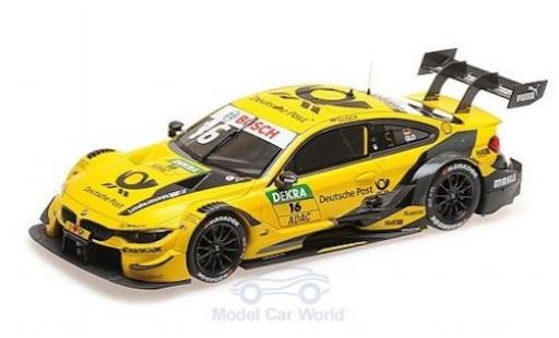 Modelauto Bmw M4 dtm No.16 Team RMG Deutsche Post 2018 T.Glock 1/18 Minichamps