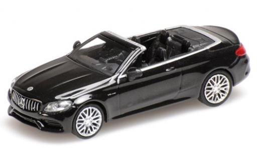 Modelauto Mercedes C AMG C63 Cabriolet (A205) metallic zwart 2019 1/87 Minichamps