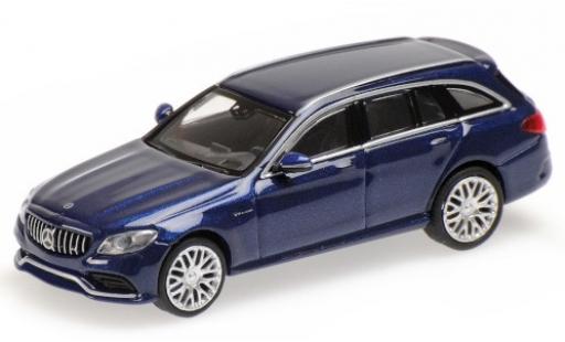 Modelauto Mercedes C AMG C63 T-Modell (S205) metallic blauw 2019 1/87 Minichamps