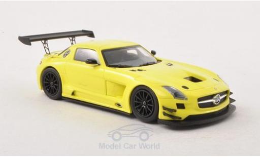 Modelauto Mercedes SLS GT3 AMG geel 2011 Plain Body Version 1/43 Minichamps