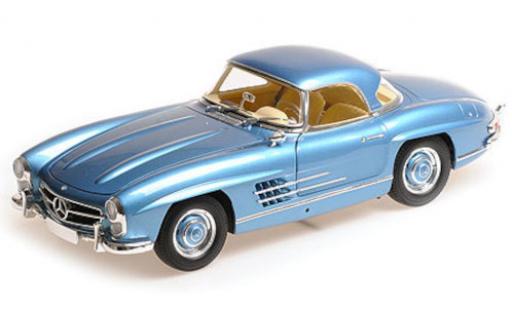 Modelauto Mercedes 300 Roadster SL (W198 II) metallic blauw 1957 1/18 Minichamps