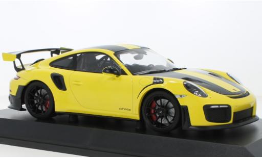 Modelauto Porsche 911 GT2 RS (991.2) geel 2018 1/18 Minichamps