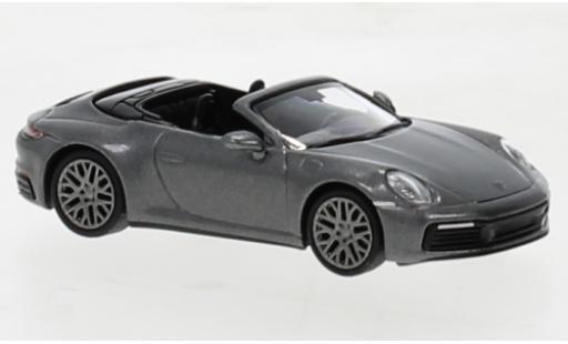 Modelauto Porsche 911 4S Carrera cabriolet metallic grijs 2019 1/87 Minichamps