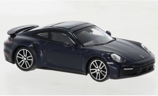 Modelauto Porsche 911 Turbo s metallic blauw 2020 1/87 Minichamps