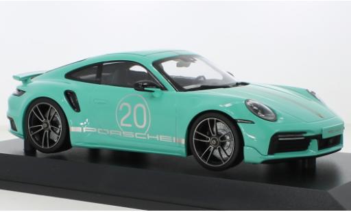 Modelauto Porsche 911 Turbo s turquoise 2021 1/18 Minichamps