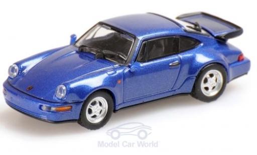 Modelauto Porsche 911 Turbo metallic blauw 1990 1/18 Minichamps