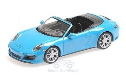Modelauto Porsche 911 Cabriolet (991.2) Carrera 4 blauw 2016 1/43 Minichamps