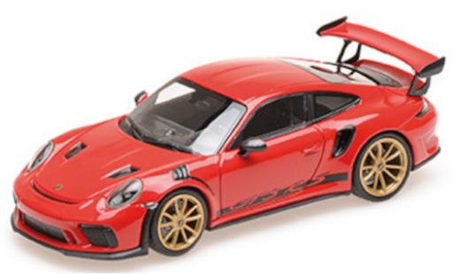 Modelauto Porsche 911 GT3 R (991.2) RS rood 2019 met goldenen Felgen 1/18 Minichamps