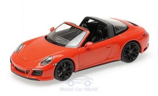 Modelauto Porsche 911 Targa (991.2) 4 GTS oranje 2016 1/43 Minichamps