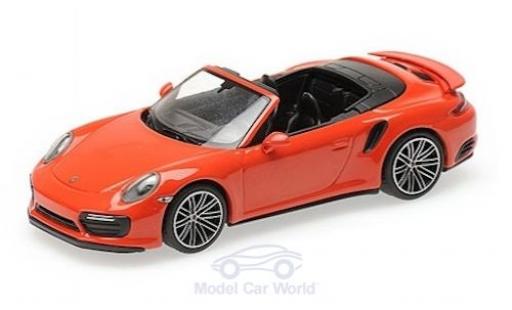 Modelauto Porsche 911 Turbo S (991.2) Cabriolet oranje 2016 1/43 Minichamps