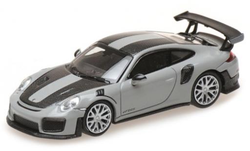 Modelauto Porsche 911 GT2 RS grijs 2018 avec Carbon-strepen 1/87 Minichamps