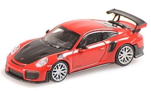 Modelauto Porsche 911 GT2 RS rood 2018 avec Carbon-Capot 1/87 Minichamps