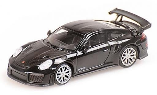 Modelauto Porsche 911 GT2 RS zwart 2018 met Carbon-strepen 1/87 Minichamps