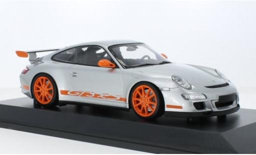 Modelauto Porsche 911 GT3 RS grijs/oranje 2007 1/18 Minichamps