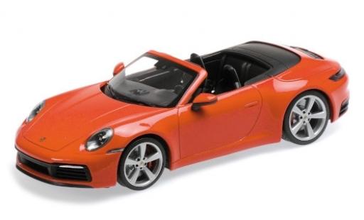 Modelauto Porsche 911 4S Carrera Cabriolet oranje 2019 1/18 Minichamps