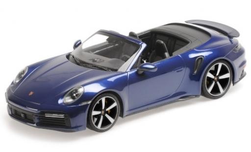 Modelauto Porsche 911 Turbo s Cabriolet metallic blauw 2020 1/18 Minichamps
