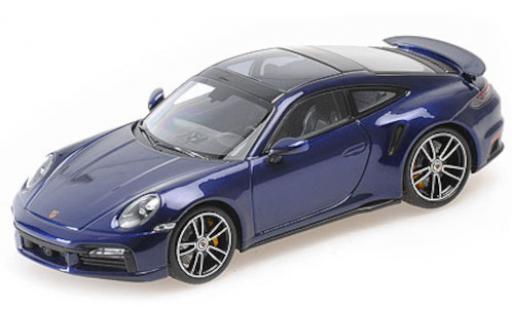 Modelauto Porsche 911 Turbo s metallic blauw 2020 1/43 Minichamps