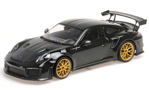 Modelauto Porsche 911 GT2 RS (991.2) groen/carbon 2018 avec Weissach Paket et dor&Atilde;&copy; Magnesium jantes 1/18 Minichamps