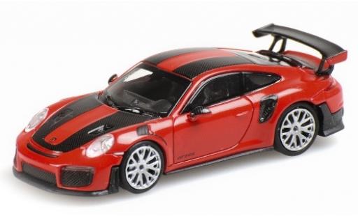 Modelauto Porsche 911 GT2 RS rood 2018 avec Carbon-strepen 1/87 Minichamps