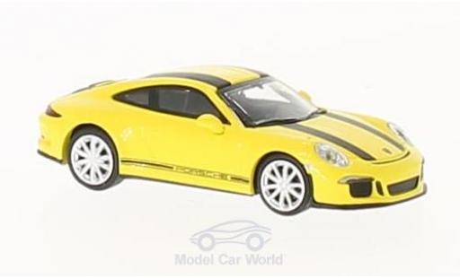 Modelauto Porsche 911 R geel/zwart 2016 1/87 Minichamps