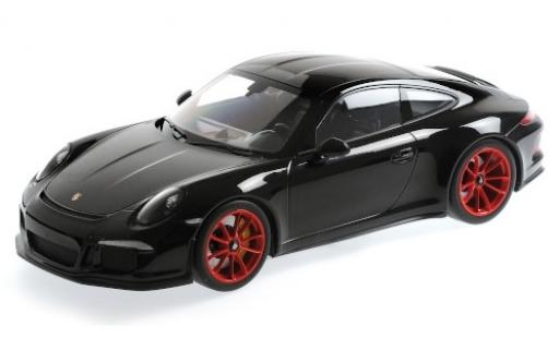 Modelauto Porsche 911 R zwart 2016 rood jantes 1/12 Minichamps