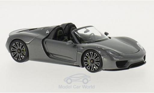 Modelauto Porsche 918 Base Spyder metallic grijs 2013 1/43 Minichamps