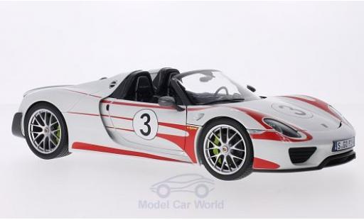Modelauto Porsche 918 2013 Spyder wit/Dekor Weissach Package No.3 Salzburg 1/18 Minichamps