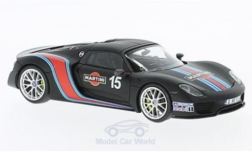 Modelauto Porsche 918 2013 Spyder Weissach-Package mat-zwart Martini 1/43 Minichamps