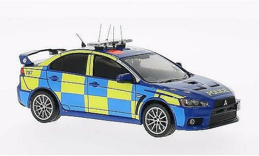 Mitsubishi Lancer Evolution X 1/43 IXO EVO UK Politie blauw 2008 modelauto