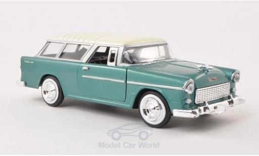 Modelauto Chevrolet Bel Air Station Wagon Nomad metallic groen/beige 1955 1/24 Motormax