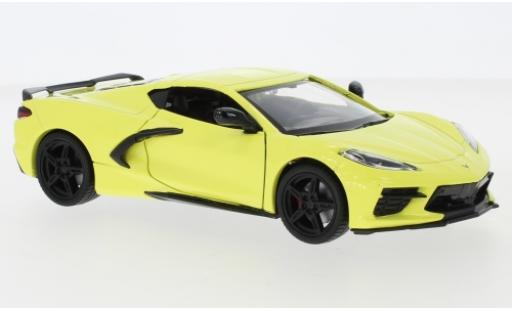 Modelauto Chevrolet Corvette Stingray C8 geel 2020 1/24 Motormax