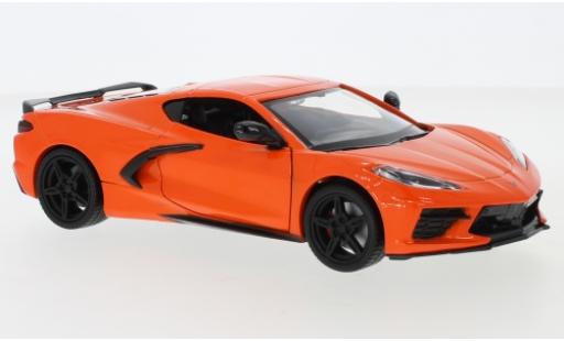 Modelauto Chevrolet Corvette Stingray C8 metallic oranje 2020 1/24 Motormax