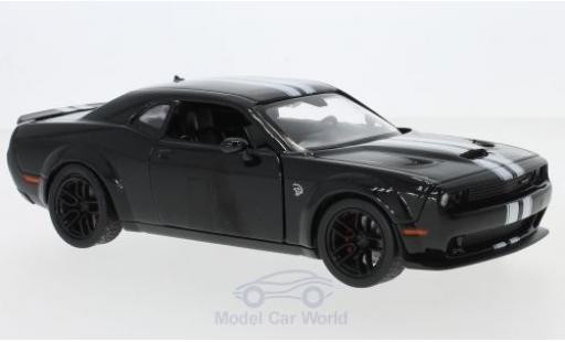 Modelauto Dodge Challenger SRT Hellcat zwart/wit 2018 1/24 Motormax