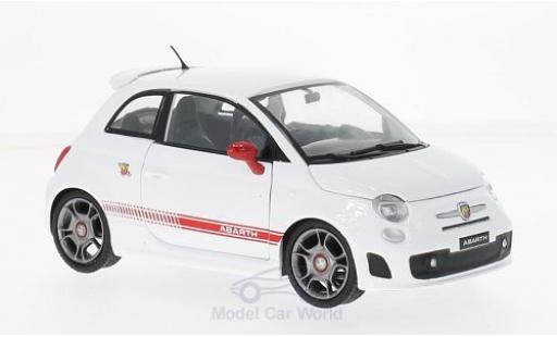 Modelauto Fiat 500 Abarth wit/rood 2008 1/24 Motormax