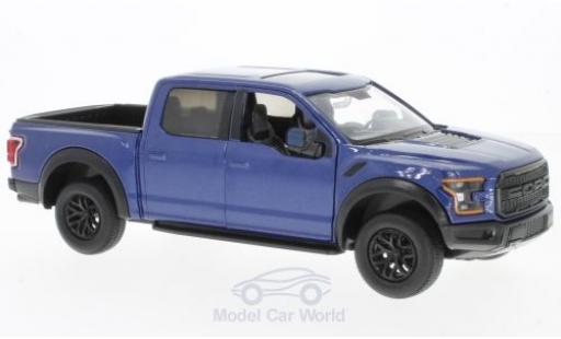 Modelauto Ford F-150 Raptor 50 metallic blauw 2017 1/24 Motormax