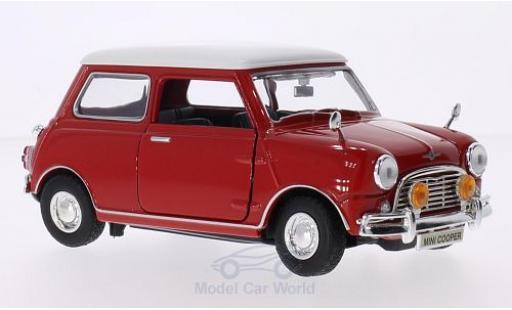 Modelauto Mini Cooper S rood/wit RHD 1/18 Motormax