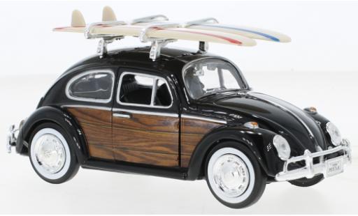 Modelauto Volkswagen Beetle Base (K&Atilde;&curren;fer) zwart/Holzoptik 1966 1/24 Motormax