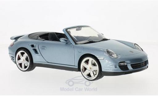 Modelauto Porsche 911 Turbo Cabriolet metallic blauw 1/18 Motormax