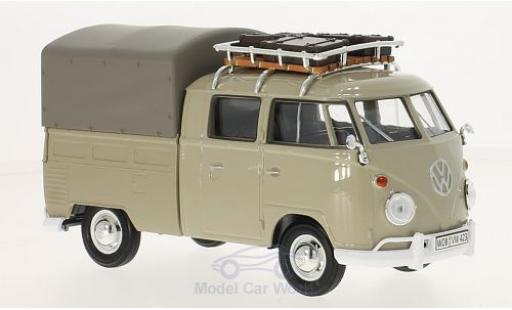 Modelauto Volkswagen T1 B beige Pick Up met dakgep&Atilde;&curren;cktr&Atilde;&curren;ger en Plane 1/24 Motormax
